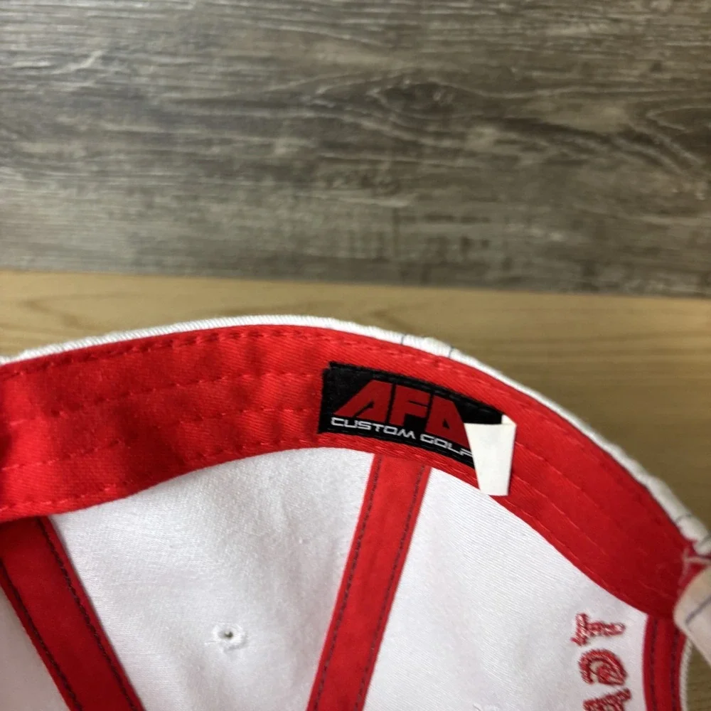 TGA Premier Golf Hat Cap Strap Back Mens White Red Golf Embroidered Adult Sports